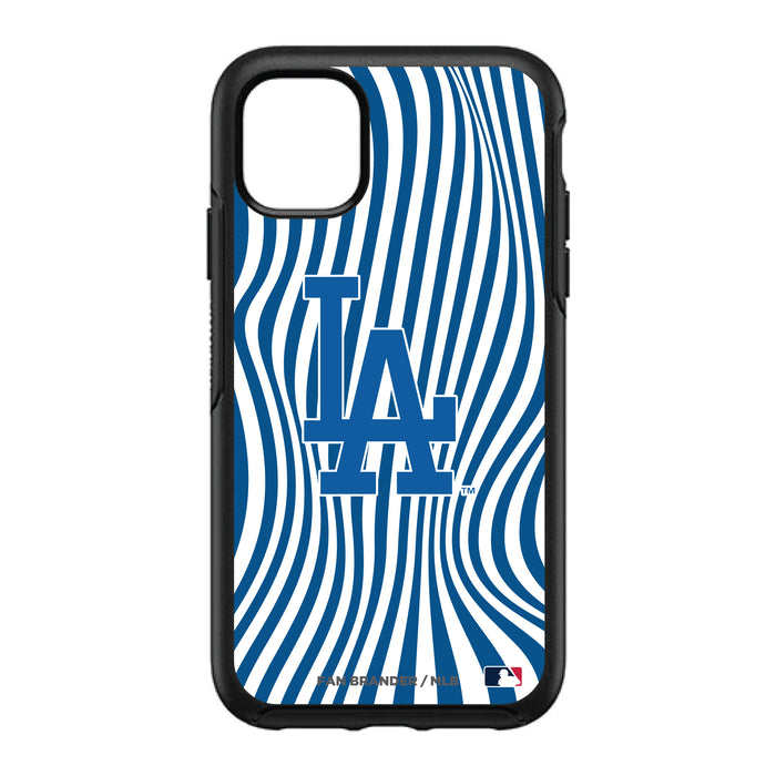 OtterBox Black Phone case with Los Angeles Dodgers Primary Logo With Team Groovey Lines