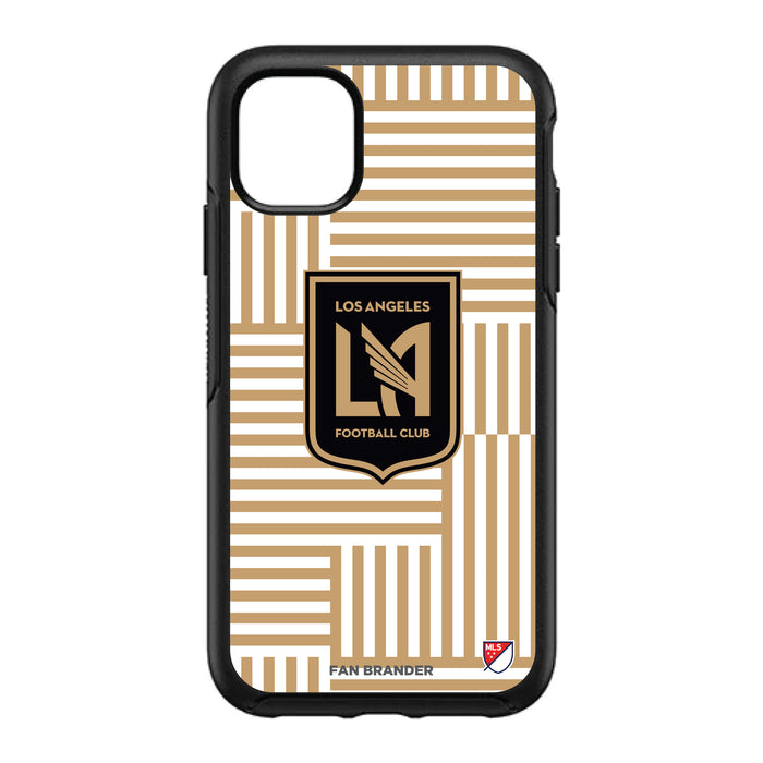 OtterBox Black Phone case with LAFC Primary Logo on Geometric Lines Background