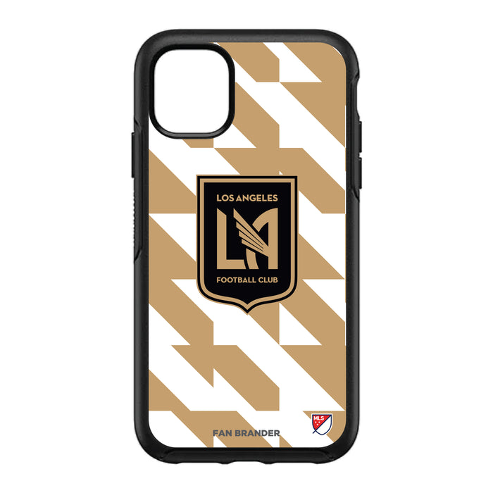 OtterBox Black Phone case with LAFC Primary Logo on Geometric Quad Background