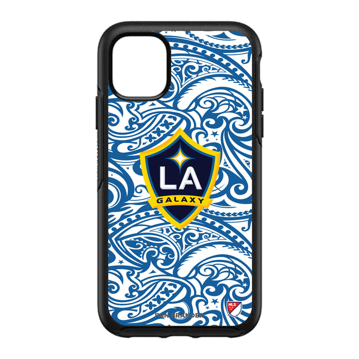 OtterBox Black Phone case with LA Galaxy Primary Logo With Team Color Tribal Background