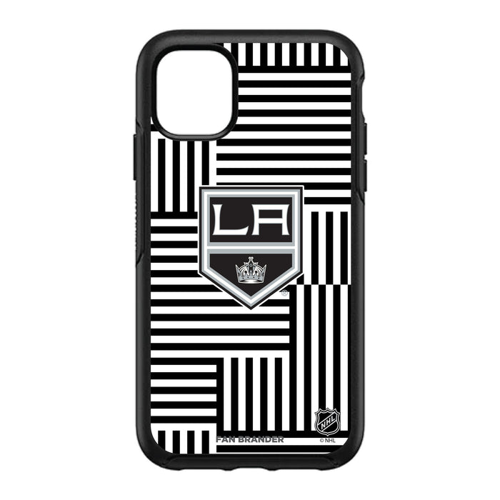 OtterBox Black Phone case with Los Angeles Kings Primary Logo on Geometric Lines Background