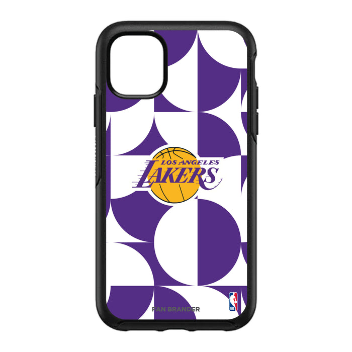 OtterBox Black Phone case with LA Lakers Primary Logo on Geometric Circle Background