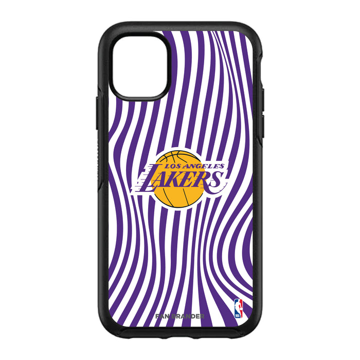 OtterBox Black Phone case with LA Lakers Primary Logo With Team Groovey Lines