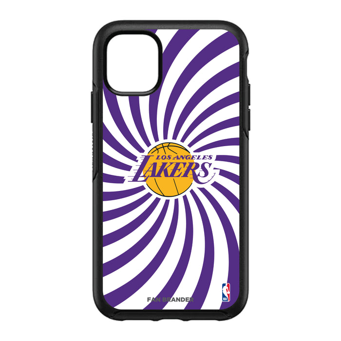OtterBox Black Phone case with LA Lakers Primary Logo With Team Groovey Burst