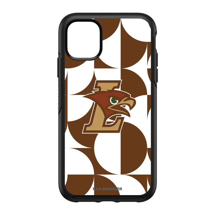 OtterBox Black Phone case with Lehigh Mountain Hawks Primary Logo on Geometric Circle Background