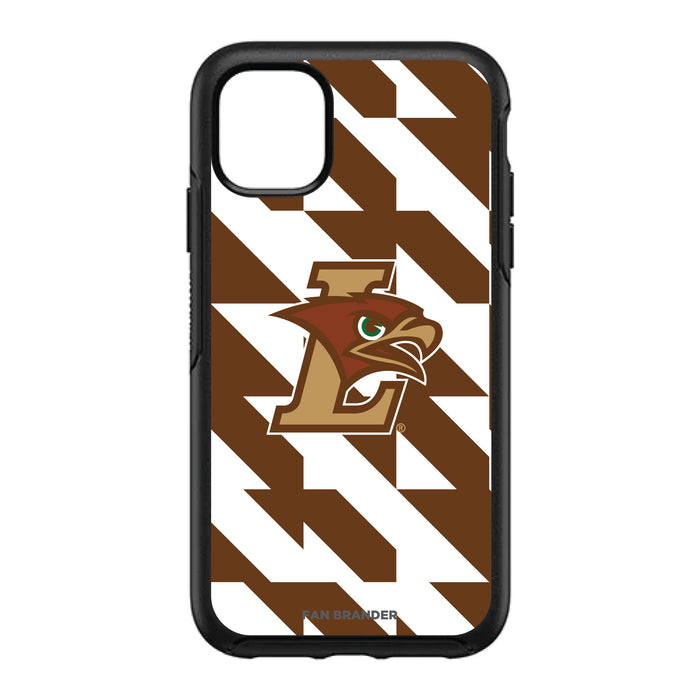 OtterBox Black Phone case with Lehigh Mountain Hawks Primary Logo on Geometric Quad Background