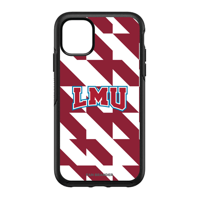 OtterBox Black Phone case with Loyola Marymount University Lions Primary Logo on Geometric Quad Background