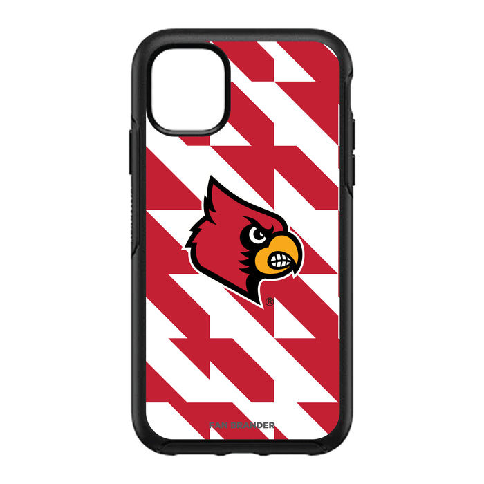 OtterBox Black Phone case with Louisville Cardinals Primary Logo on Geometric Quad Background