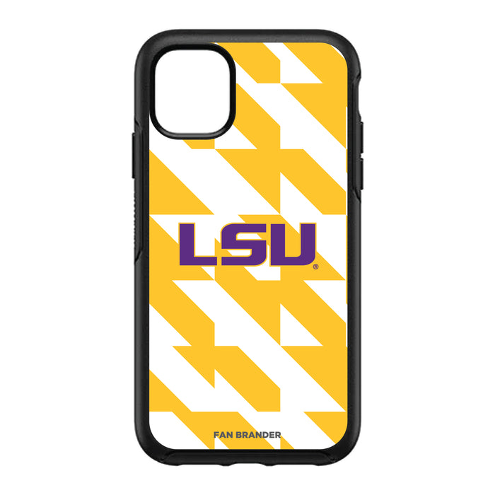 OtterBox Black Phone case with LSU Tigers Primary Logo on Geometric Quad Background