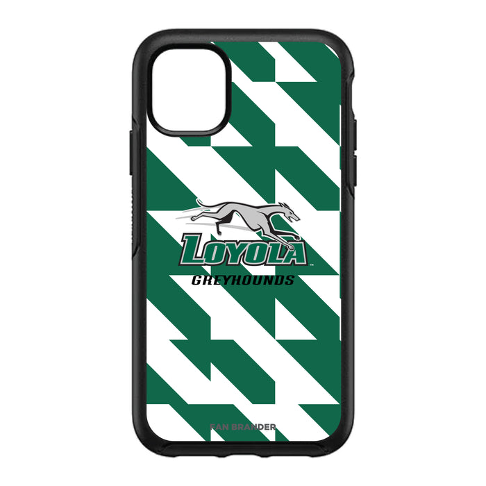 OtterBox Black Phone case with Loyola Univ Of Maryland Hounds Primary Logo on Geometric Quad Background