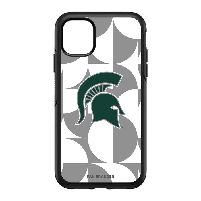 OtterBox Black Phone case with Michigan State Spartans Primary Logo on Geometric Circle Background