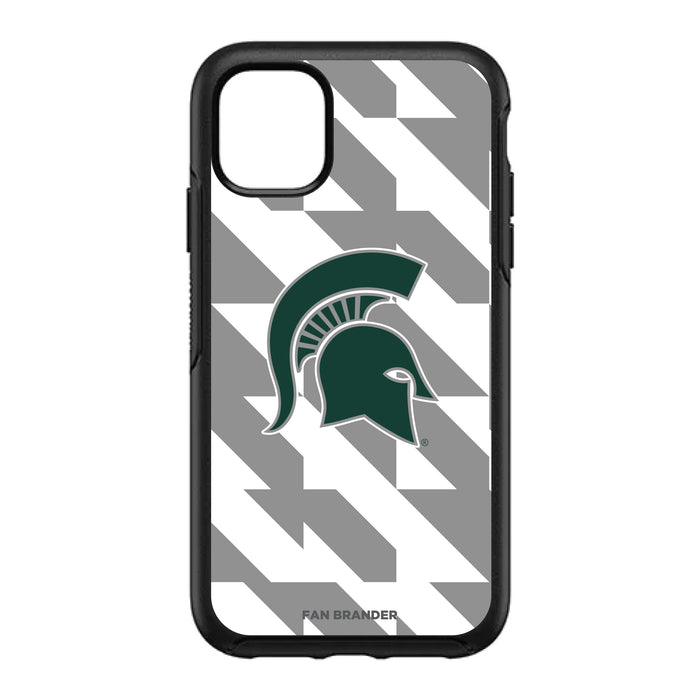 OtterBox Black Phone case with Michigan State Spartans Primary Logo on Geometric Quad Background