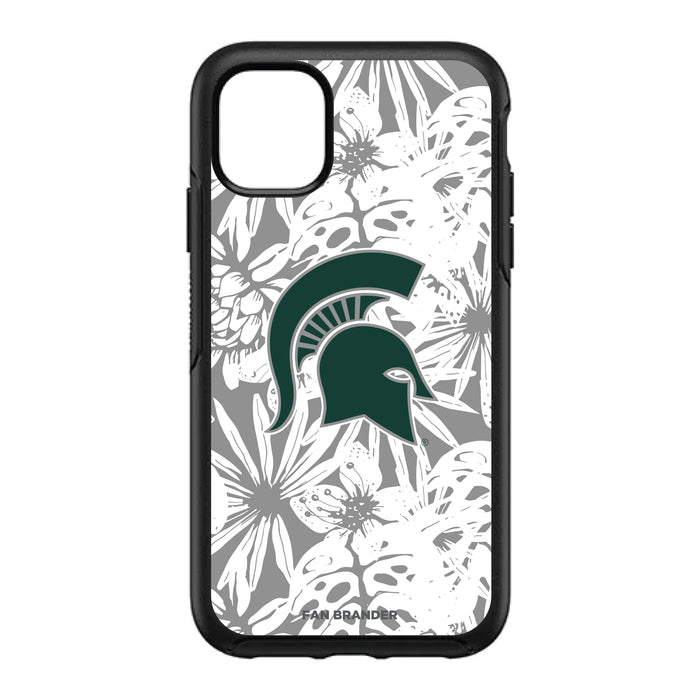 OtterBox Black Phone case with Michigan State Spartans Primary Logo With Team Color Hawain Pattern
