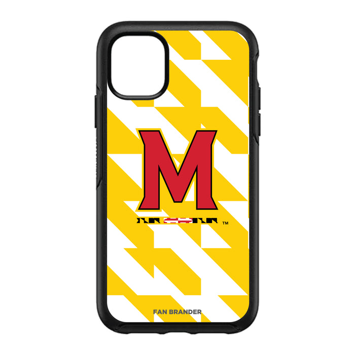 OtterBox Black Phone case with Maryland Terrapins Primary Logo on Geometric Quad Background