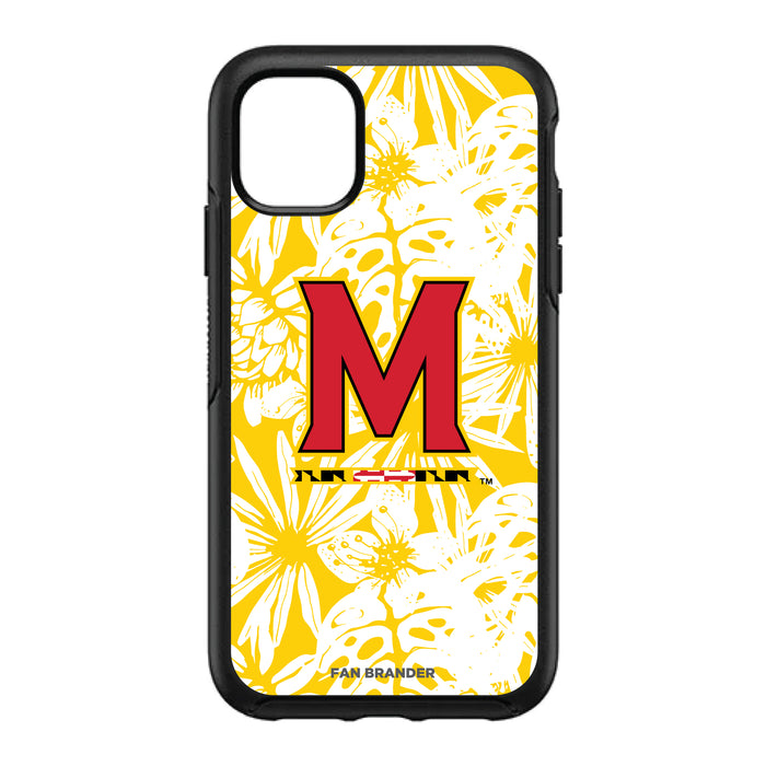 OtterBox Black Phone case with Maryland Terrapins Primary Logo With Team Color Hawain Pattern