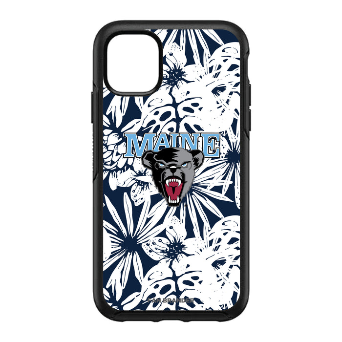 OtterBox Black Phone case with Maine Black Bears Primary Logo With Team Color Hawain Pattern