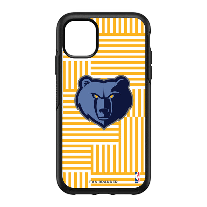 OtterBox Black Phone case with Memphis Grizzlies Primary Logo on Geometric Lines Background