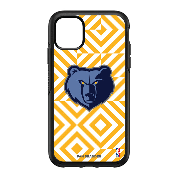 OtterBox Black Phone case with Memphis Grizzlies Primary Logo on Geometric Diamonds Background