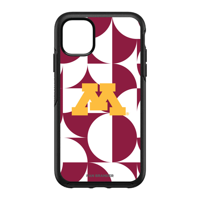 OtterBox Black Phone case with Minnesota Golden Gophers Primary Logo on Geometric Circle Background