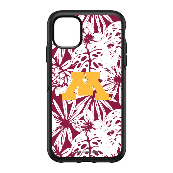 OtterBox Black Phone case with Minnesota Golden Gophers Primary Logo With Team Color Hawain Pattern
