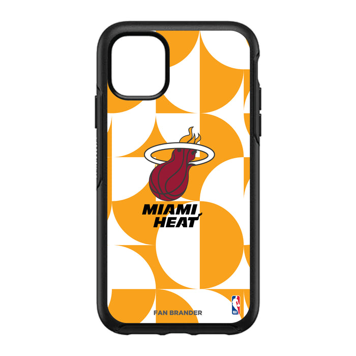 OtterBox Black Phone case with Miami Heat Primary Logo on Geometric Circle Background