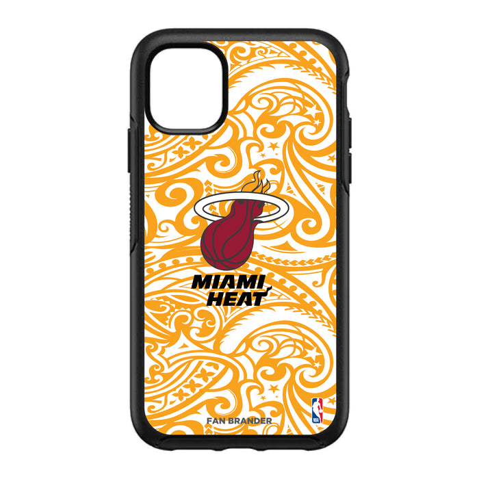 OtterBox Black Phone case with Miami Heat Primary Logo With Team Color Tribal Background