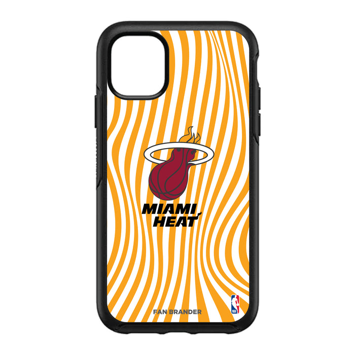 OtterBox Black Phone case with Miami Heat Primary Logo With Team Groovey Lines