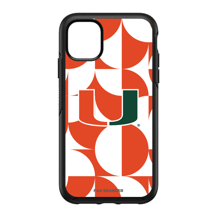 OtterBox Black Phone case with Miami Hurricanes Primary Logo on Geometric Circle Background