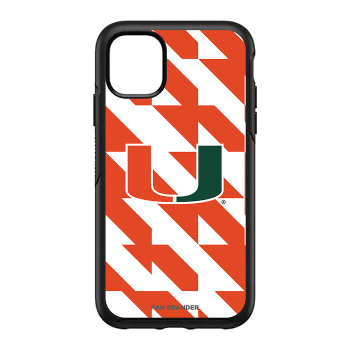 OtterBox Black Phone case with Miami Hurricanes Primary Logo on Geometric Quad Background