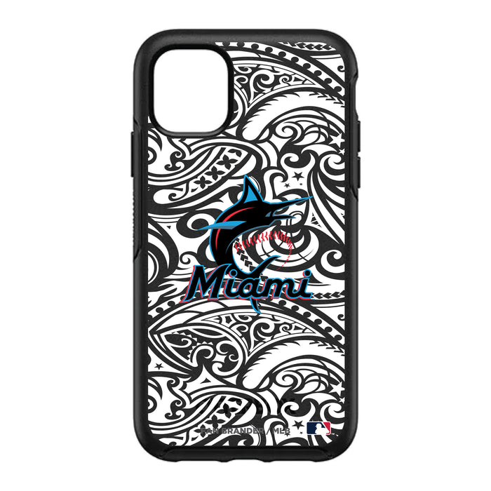 OtterBox Black Phone case with Miami Marlins Primary Logo With Black Tribal