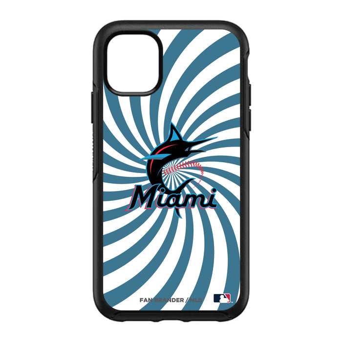 OtterBox Black Phone case with Miami Marlins Primary Logo With Team Groovey Burst