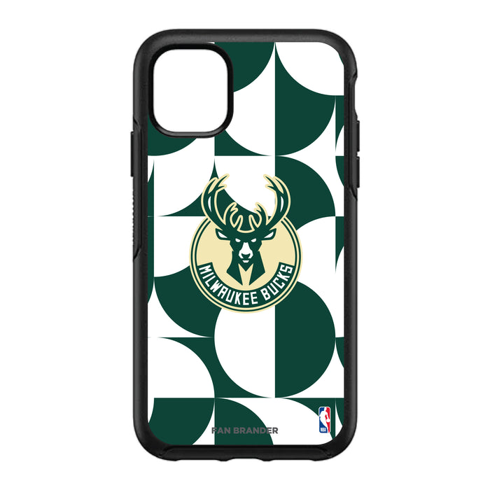 OtterBox Black Phone case with Milwaukee Bucks Primary Logo on Geometric Circle Background