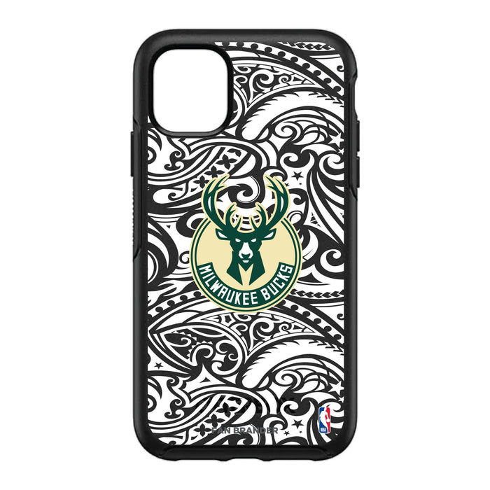 OtterBox Black Phone case with Milwaukee Bucks Primary Logo With Black Tribal