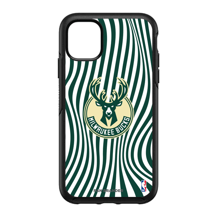 OtterBox Black Phone case with Milwaukee Bucks Primary Logo With Team Groovey Lines