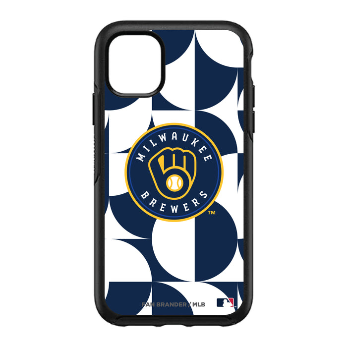 OtterBox Black Phone case with Milwaukee Brewers Primary Logo on Geometric Circle Background