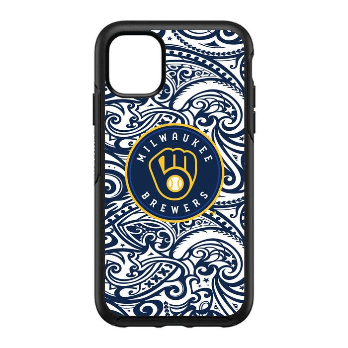 OtterBox Black Phone case with Milwaukee Brewers Primary Logo With Team Color Tribal Background