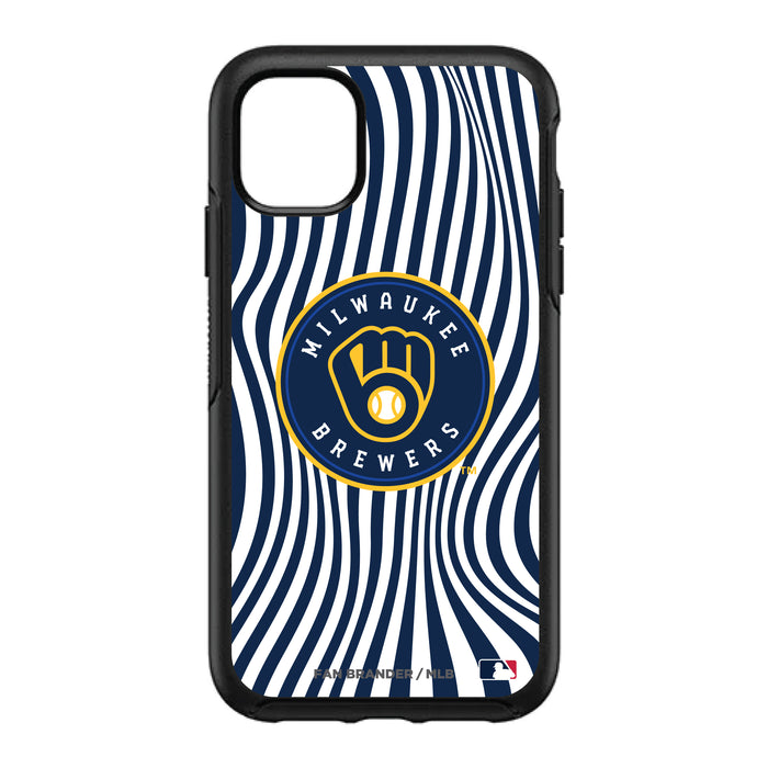 OtterBox Black Phone case with Milwaukee Brewers Primary Logo With Team Groovey Lines