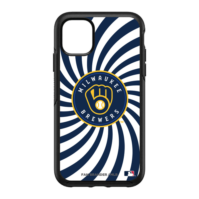OtterBox Black Phone case with Milwaukee Brewers Primary Logo With Team Groovey Burst
