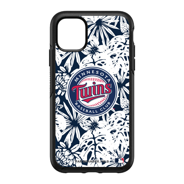 OtterBox Black Phone case with Minnesota Twins Primary Logo With Team Color Hawain Pattern