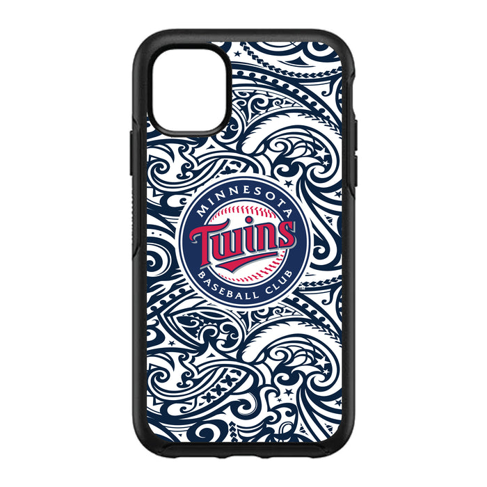 OtterBox Black Phone case with Minnesota Twins Primary Logo With Team Color Tribal Background