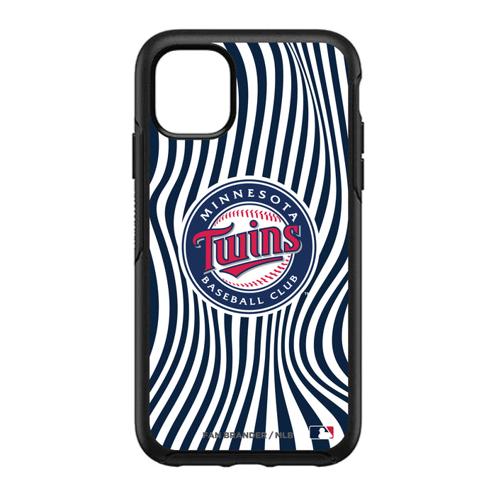 OtterBox Black Phone case with Minnesota Twins Primary Logo With Team Groovey Lines