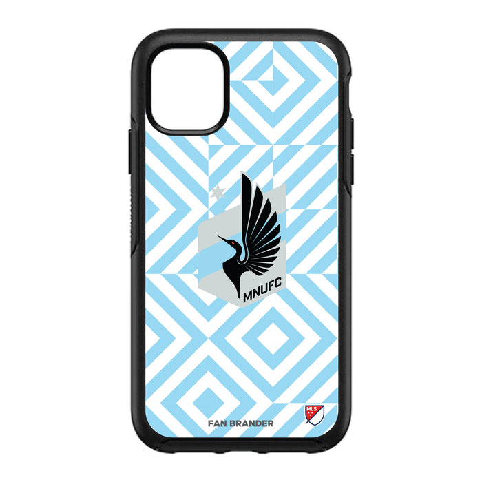 OtterBox Black Phone case with Minnesota United FC Primary Logo on Geometric Diamonds Background