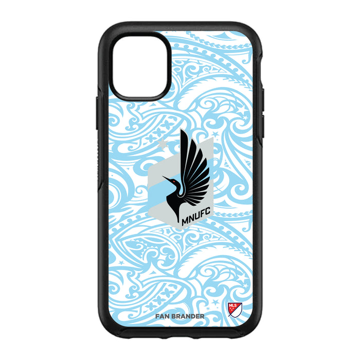 OtterBox Black Phone case with Minnesota United FC Primary Logo With Team Color Tribal Background