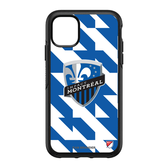 OtterBox Black Phone case with Montreal Impact Primary Logo on Geometric Quad Background