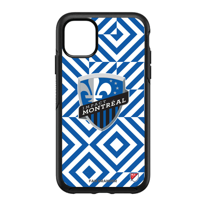 OtterBox Black Phone case with Montreal Impact Primary Logo on Geometric Diamonds Background