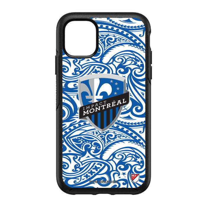 OtterBox Black Phone case with Montreal Impact Primary Logo With Team Color Tribal Background