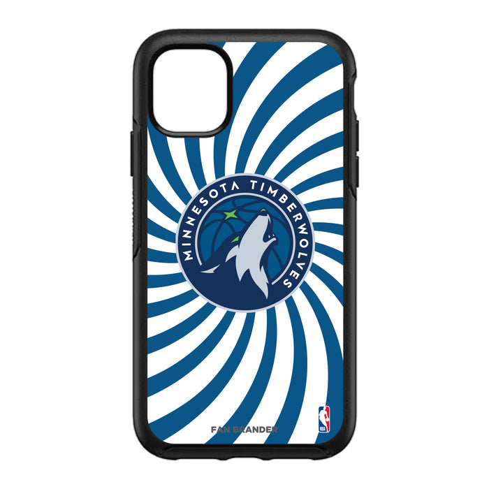 OtterBox Black Phone case with Minnesota Timberwolves Primary Logo With Team Groovey Burst