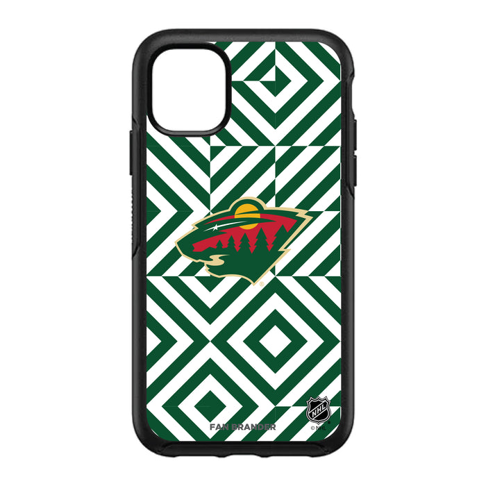 OtterBox Black Phone case with Minnesota Wild Primary Logo on Geometric Diamonds Background