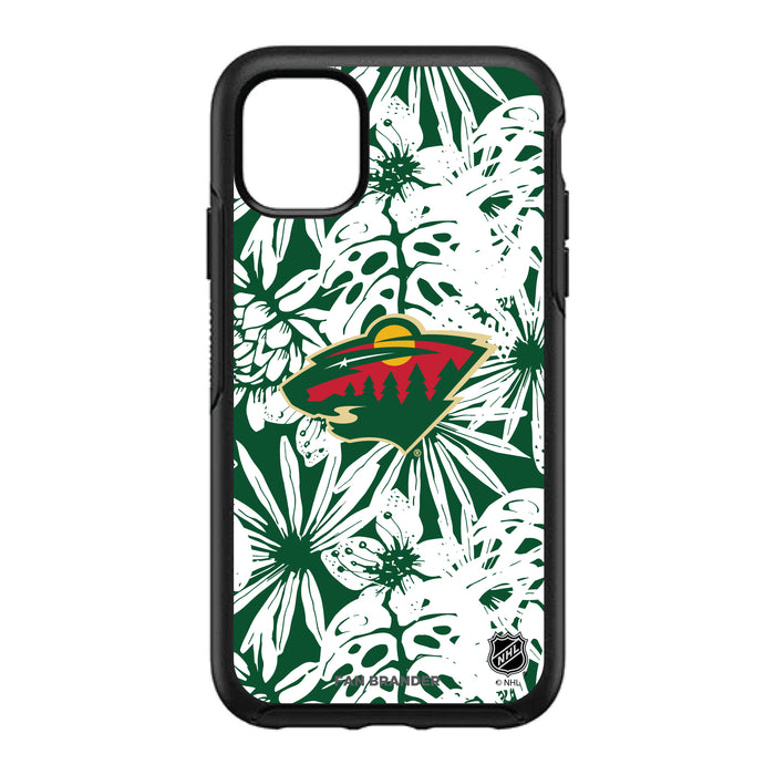 OtterBox Black Phone case with Minnesota Wild Primary Logo With Team Color Hawain Pattern