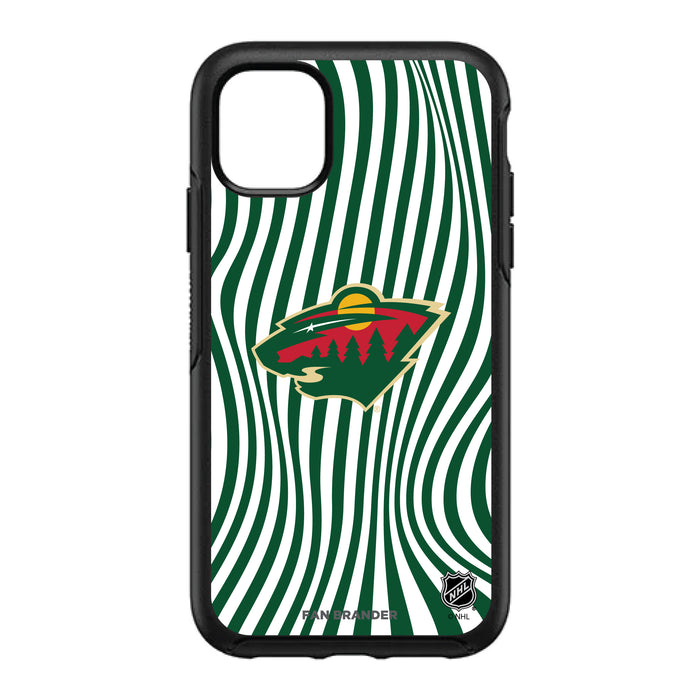 OtterBox Black Phone case with Minnesota Wild Primary Logo With Team Groovey Lines